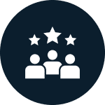 Three people icon with stars