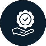 Hand holding quality badge