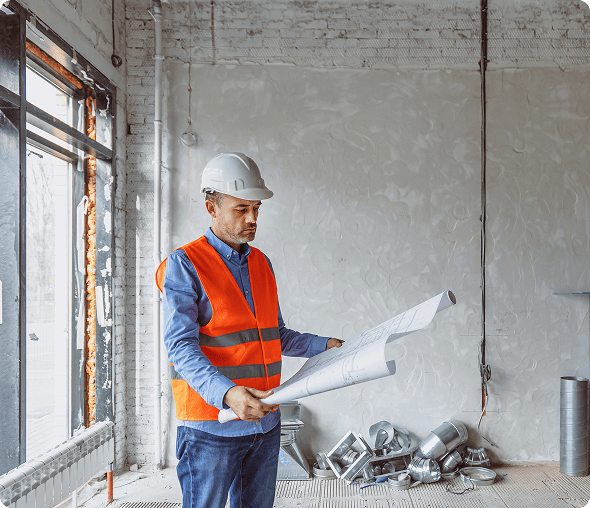 Engineer inspecting construction site
